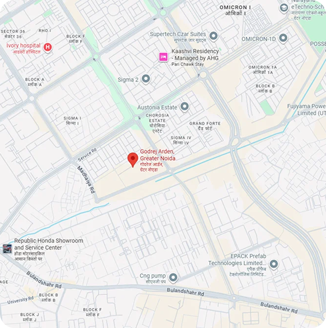 Map showing Godrej Arden location in Greater Noida